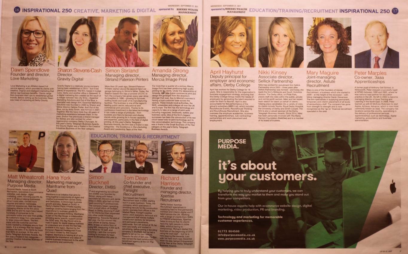 Astute’s MD, Mary Maguire named as one of Derbyshire’s 250 most influential business people!
