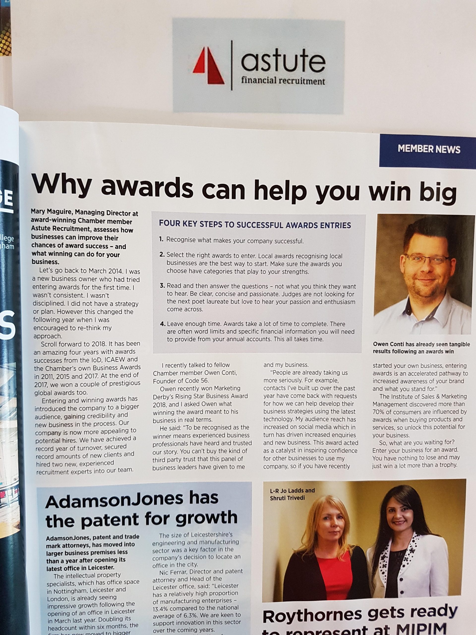 Why Awards Can Make You Win Big Press Article Written By Mary Maguire MD Astute Recruitment Ltd