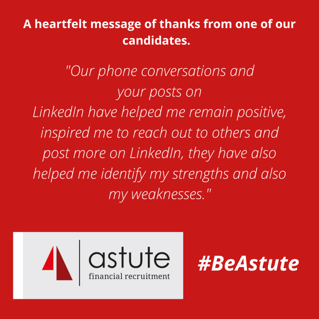 A heartwarming message of thanks from one of our candidates! – Astute ...