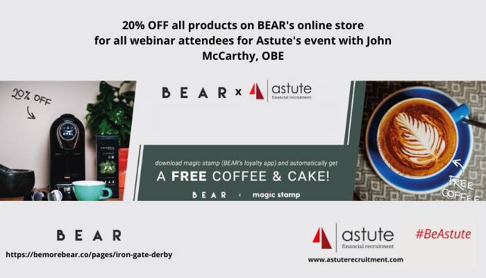 BEAR in Derby offer our webinar attendees free coffee and a cake and 20 online discount off their products