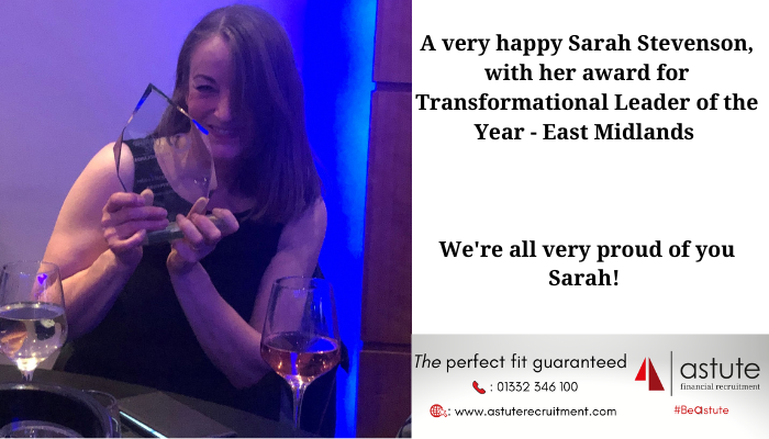 Congratulations to Sarah Stevenson winning Transformational Leader of the Year!